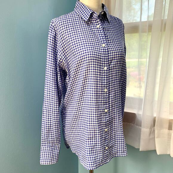 J Crew Classic Blue Gingham Boy Button Down Shirt Size 4 - Picture 6 of 8